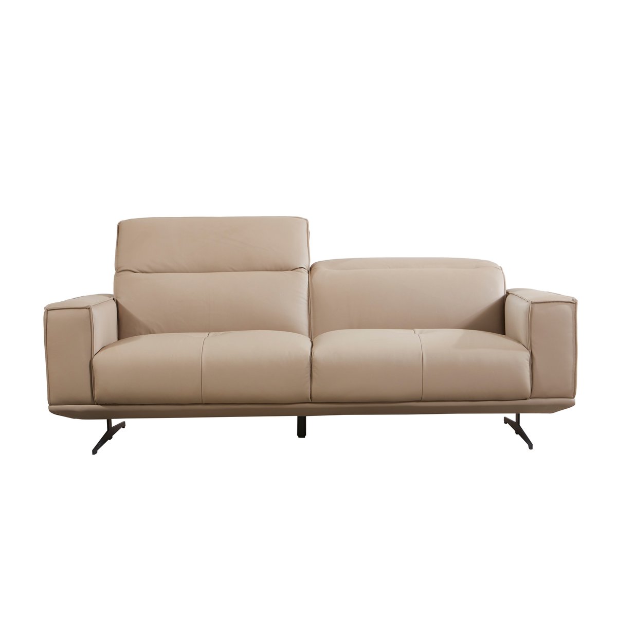 Sofa Marasco beżowa podniesione oparcie rzut z przodu