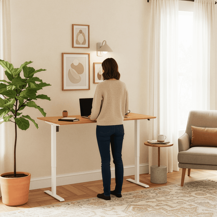 aranżacja pracy stojącej z biurkiem FineWork